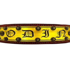 Yellow Mjolnir ''Odin'' Leather Dog Collar