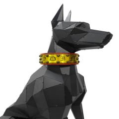 Yellow Mjolnir ''Odin'' Leather Dog Collar