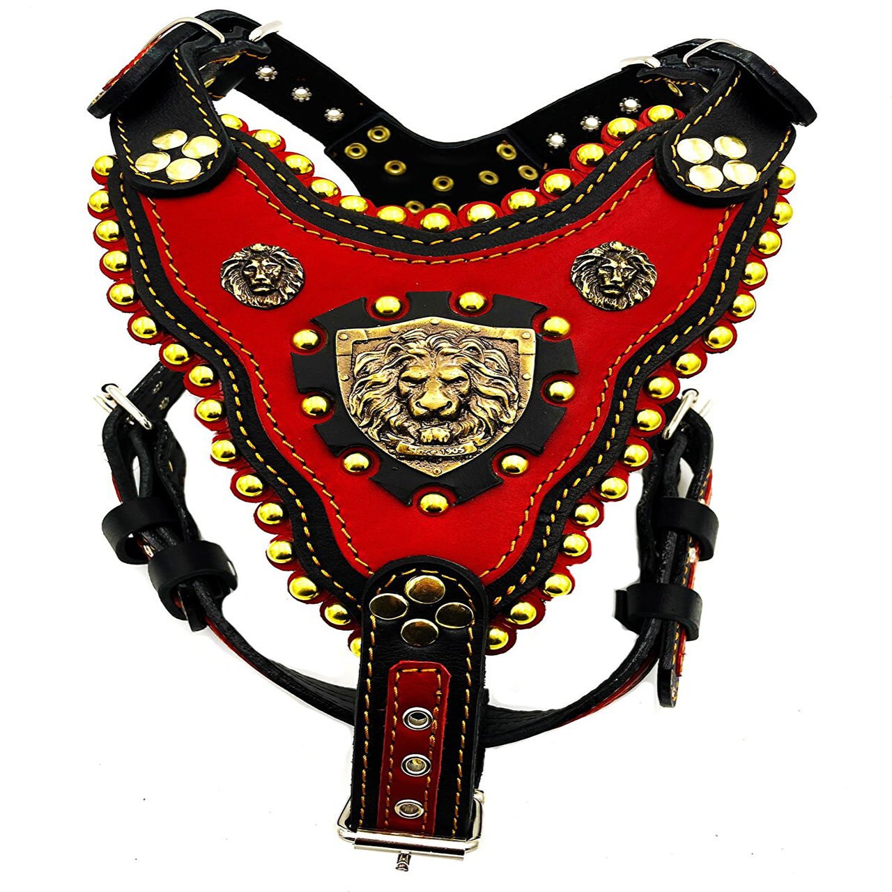 Red Exclusive ''Hercules'' Leather Dog Harness