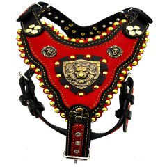 Red Exclusive ''Hercules'' Leather Dog Harness