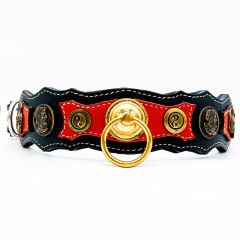 Red ''Achilles'' Exclusive Leather Dog Collar