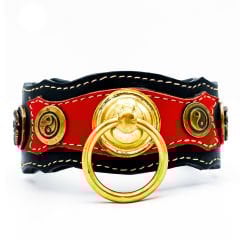 Red ''Achilles'' Exclusive Leather Dog Collar