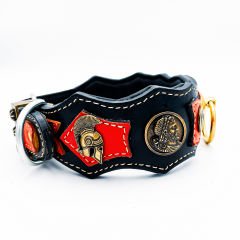 Red ''Achilles'' Exclusive Leather Dog Collar