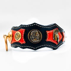 Red ''Achilles'' Exclusive Leather Dog Collar