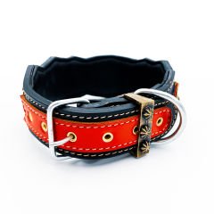Red ''Achilles'' Exclusive Leather Dog Collar