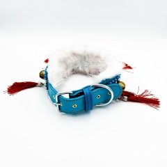 Blue-White Bell ''Yeti'' Dog Collar