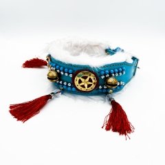 Blue-White Bell ''Yeti'' Dog Collar