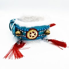 Blue-White Bell ''Yeti'' Dog Collar
