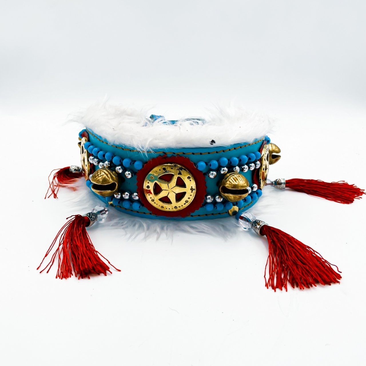 Blue-White Bell ''Yeti'' Dog Collar