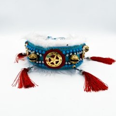 Blue-White Bell ''Yeti'' Dog Collar