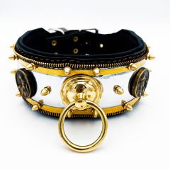 Yellow ''Evenstar'' Reflected Leather Dog Collar