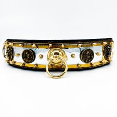 Yellow ''Evenstar'' Reflected Leather Dog Collar