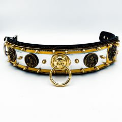 Yellow ''Evenstar'' Reflected Leather Dog Collar