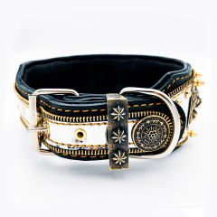 Yellow ''Evenstar'' Reflected Leather Dog Collar
