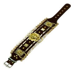 Brown ''Nemean'' Lion Leather Dog Collar