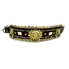 Brown ''Nemean'' Lion Leather Dog Collar