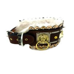 Brown ''Nemean'' Lion Leather Dog Collar