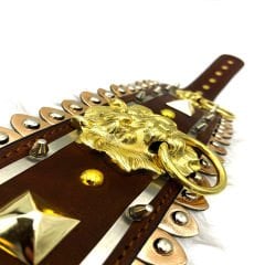Brown ''Nemean'' Lion Leather Dog Collar