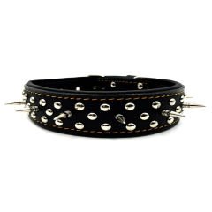 Black Spiked ''Danger'' Leather Dog Collar