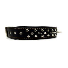 Black Spiked ''Danger'' Leather Dog Collar