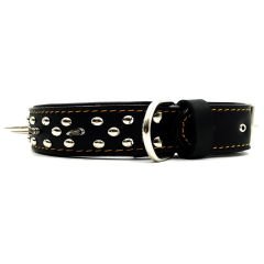 Black Spiked ''Danger'' Leather Dog Collar