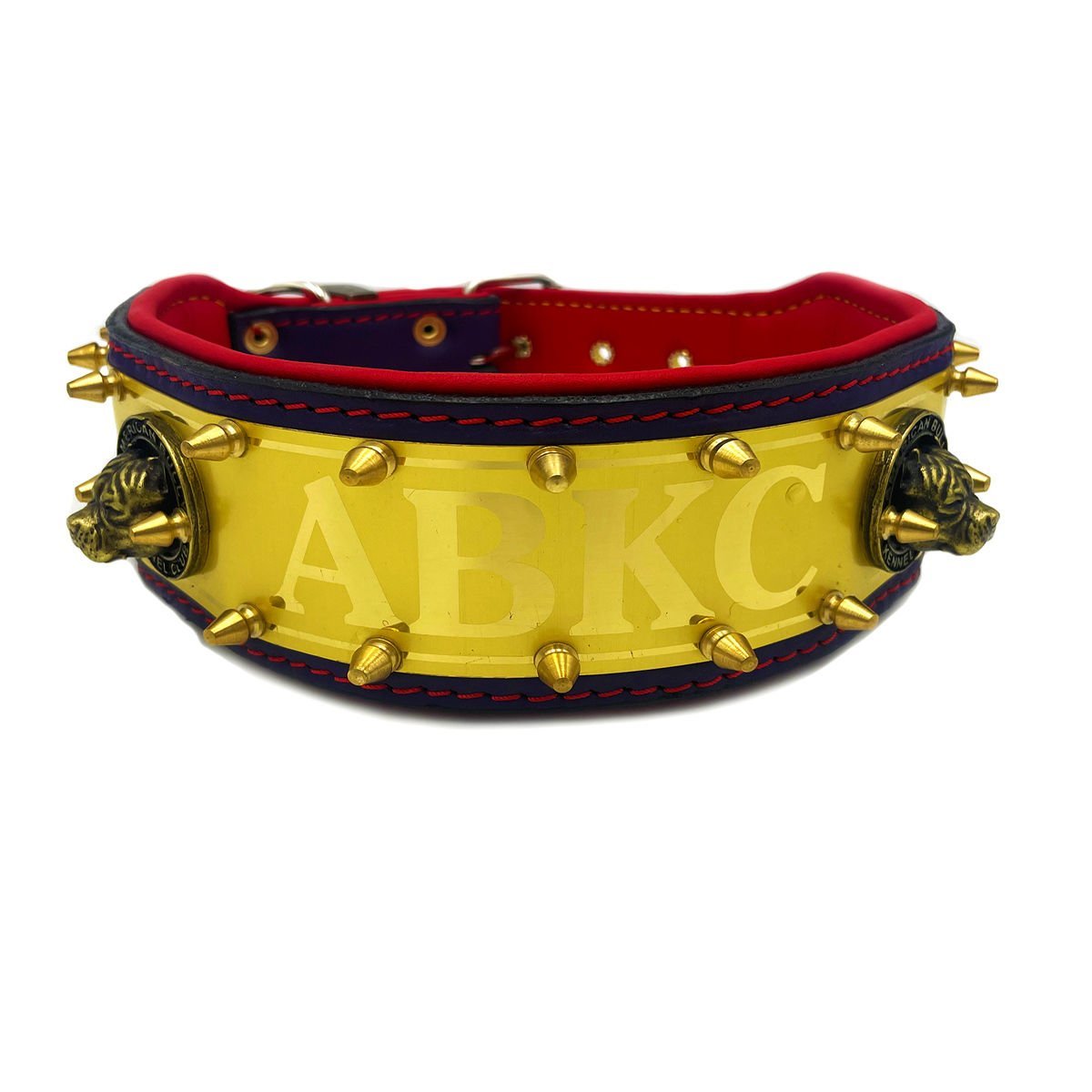 Yellow-Red ''ABKC'' Leather Dog Collar