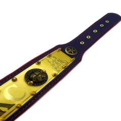 Yellow-Red ''ABKC'' Leather Dog Collar