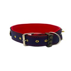 Yellow-Red ''ABKC'' Leather Dog Collar