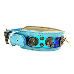 Turquoise - Navy Blue  ''Reflected'' Dog Collar