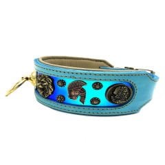 Turquoise - Navy Blue  ''Reflected'' Dog Collar