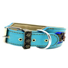 Turquoise - Navy Blue  ''Reflected'' Dog Collar
