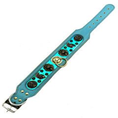Turquoise - Navy Blue  ''Reflected'' Dog Collar