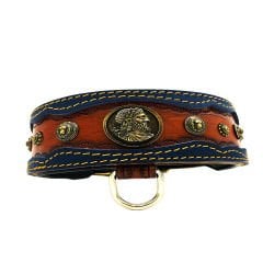 Brown ''Ancient Rome'' Leather Dog Collar
