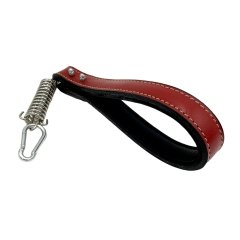 Red - Black Leather Dog Leash