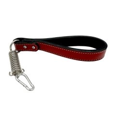 Red - Black Leather Dog Leash