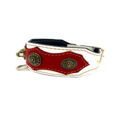 Red-White American Bully Leather Dog Collar