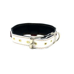 Red-White American Bully Leather Dog Collar