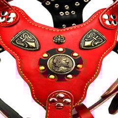 Red ''Prometheus'' Leather Dog Harness
