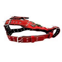 Red ''Prometheus'' Leather Dog Harness