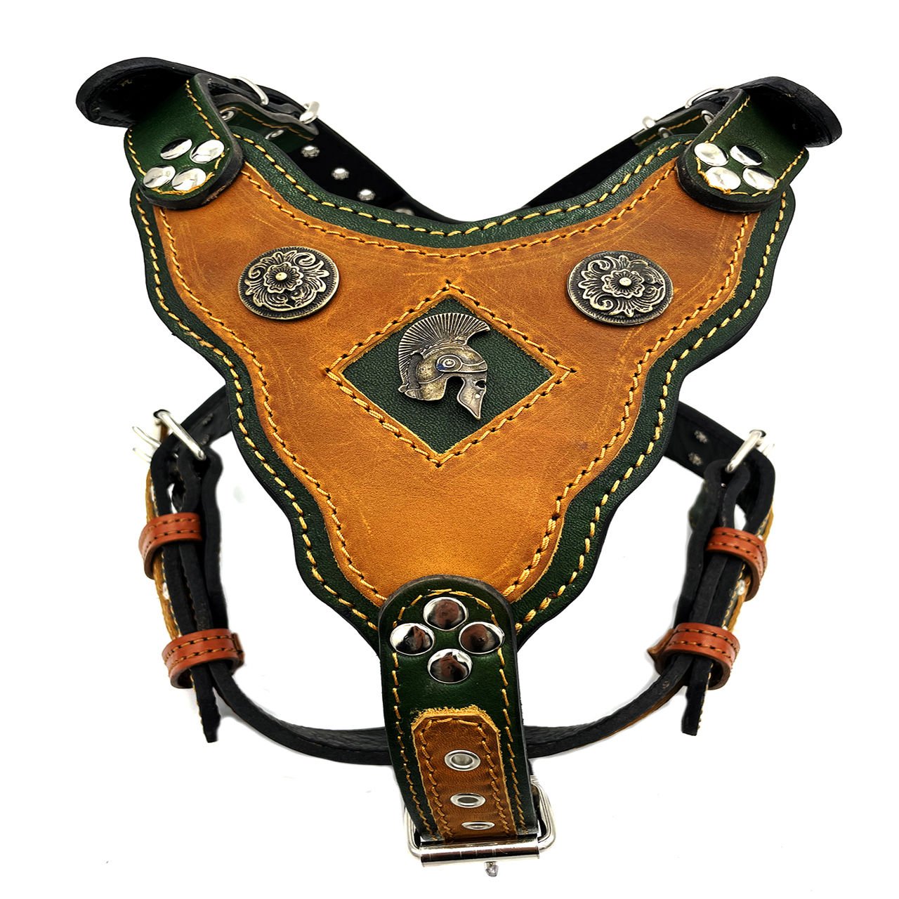 Mustard-Khaki ''Spartan'' Leather Dog Harness