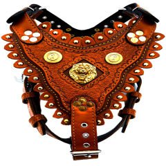 Brown Exclusive ''Aztec'' Leather Dog Harness