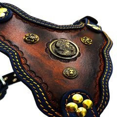 Brown-Navy Blue '' Ancient Rome'' Dog Harness