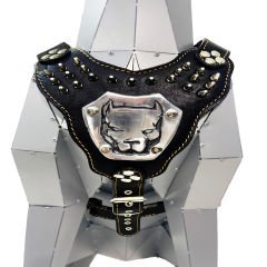 Black ''Gladiator'' Leather Dog Harness