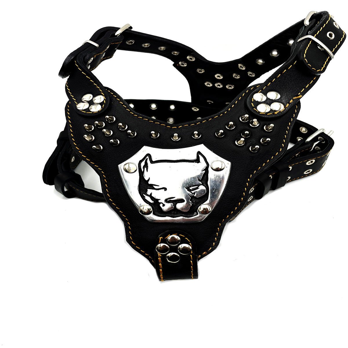 Black ''Gladiator'' Leather Dog Harness