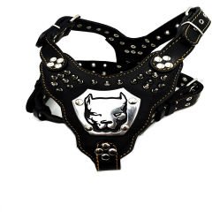 Black ''Gladiator'' Leather Dog Harness