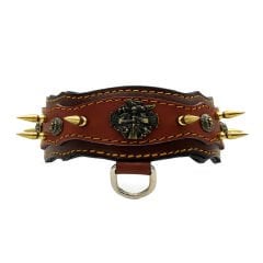 Brown ''Athena'' Spiked Leather Dog Collar