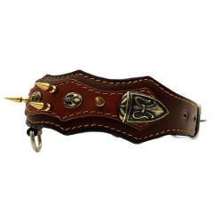 Brown ''Athena'' Spiked Leather Dog Collar