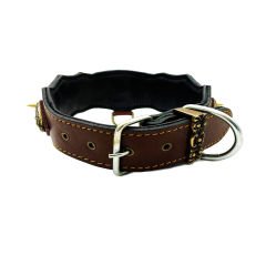 Brown ''Athena'' Spiked Leather Dog Collar