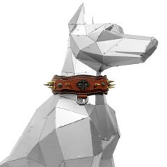 Brown ''Athena'' Spiked Leather Dog Collar