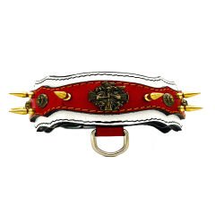 White-Red ''Athena'' Spiked Leather Dog Collar